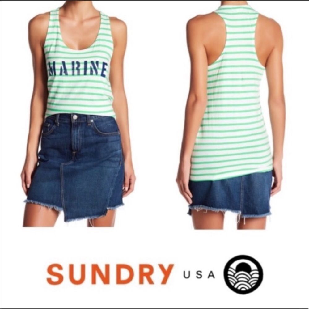 Sundry marine striped racerback tank top